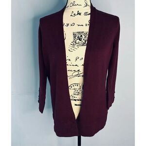Evolution by Cyrus Women's XS Burgundy Open Front Cardigan Sweater NWT